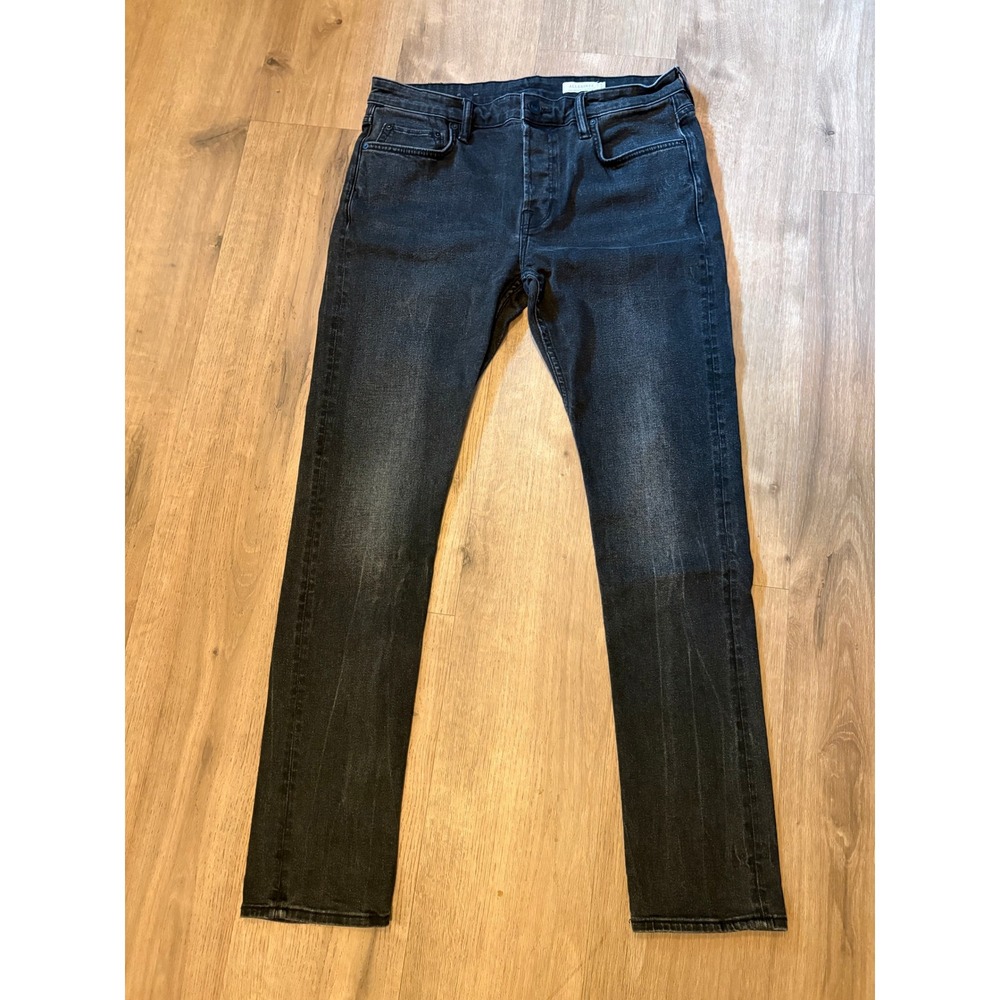 AllSaints Cigarette Jeans Men's 33x31 Black Burnout Slim Straight Indy-Sleaze